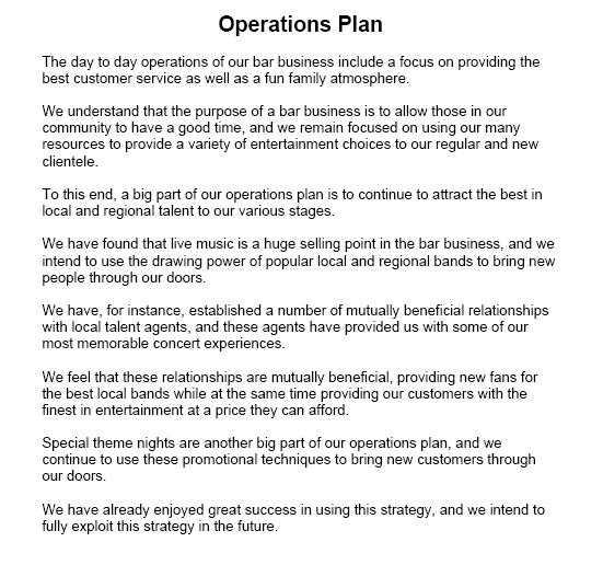 operations plan example