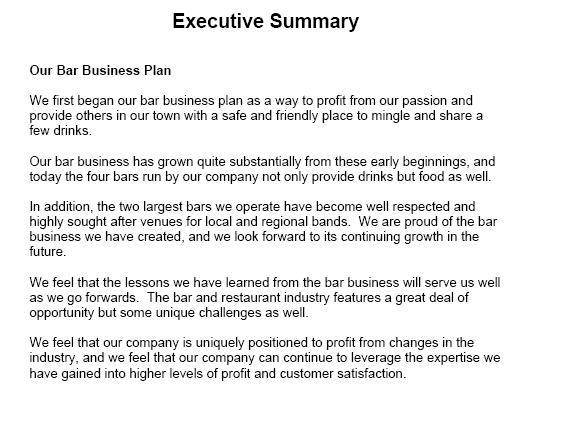 Example Of Executive Summary In A Business Plan Business Walls